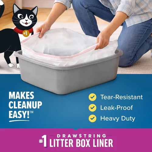Miniatura 3 de Jonny Cat Revestimientos para caja de arena: aroma fresco, resistente, resistente a desgarros y fugas, cierre de cordón, jumbo, 7