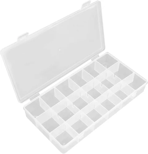 Miniatura 8 de OALCQ Caja organizadora de plástico de 24 rejillas con divisores, caja organizadora de cuentas para manualidades, caja organizadora de aretes