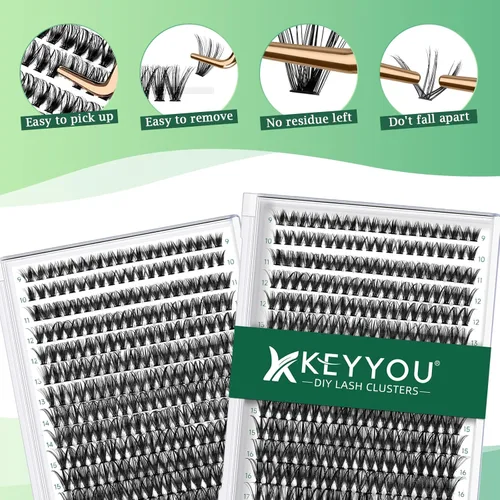 Miniatura 41 de Extensiones de racimos de pestañas 300 piezas, pestañas individuales 40D 0.07D rizado 11mm, para colocar en casa, bandeja grande de volumen