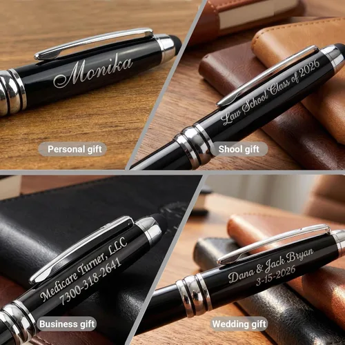 Miniatura 3 de Ancolo Bolígrafos de Promoción Personalizados - Regalo Publicitario de Negocios Juego de Escritura de Oficina - Grabado con Tu Mensaje Nombre
