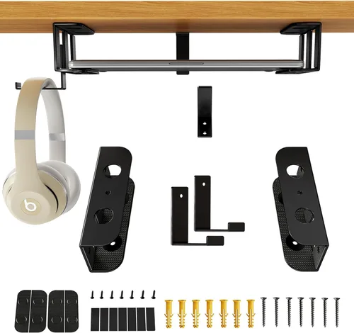 Miniatura 10 de BYMECOST Soporte de almacenamiento para portátil debajo del escritorio, soporte de metal para dispositivos bajo el escritorio, para dispositivos