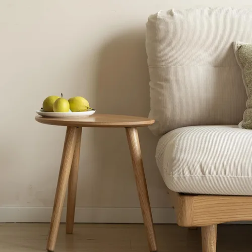 Miniatura 5 de Small Oval Coffee Table, Mid Century Modern Coffee Table for Living Room, 100% Solid Oak Wood Side Table End Tables for Home