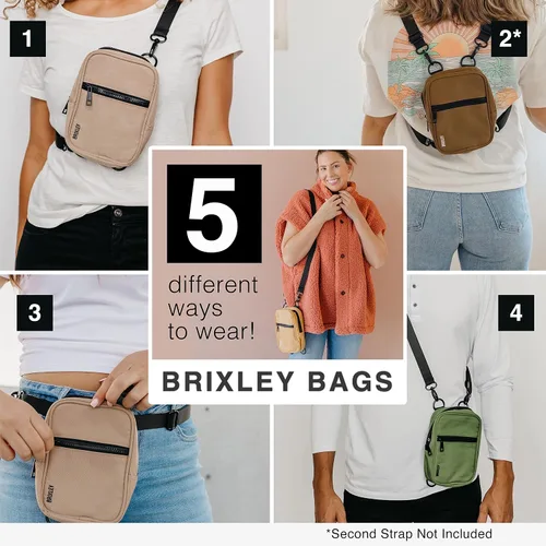 Miniatura 6 de Brixley Bolso bandolera Bolso de viaje para mujer, paquete de 9 bolsillos, 5 cangureras multiposición para uso diario y viajes