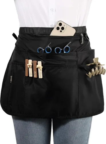 Delantal de peluquero con 7 bolsillos, delantal de estilista para hombres y mujeres, bolsa de peluquería impermeable y a prueba de decoloración para