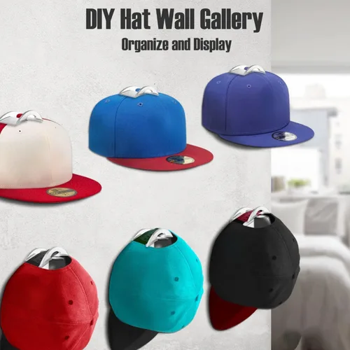 Miniatura 2 de Percheros para sombreros de pared, fuertes soportes adhesivos para sombreros, organizador para gorras sin perforación, paquete de 20 ganchos