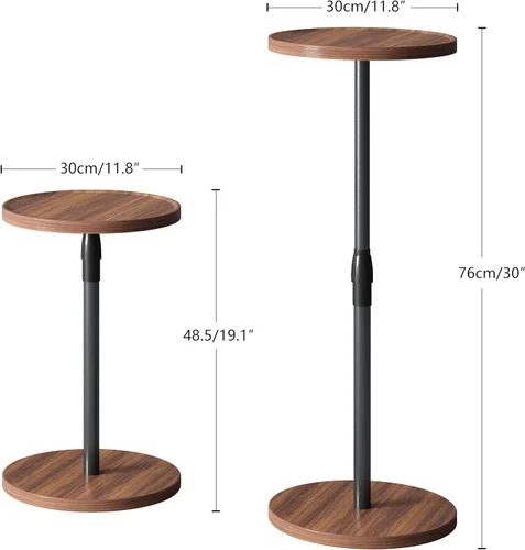 Miniatura 3 de Mesa auxiliar redonda ajustable, mesa auxiliar pequeña, mesa de bebida con pedestal para espacios pequeños, mesita de noche redonda alta para sala
