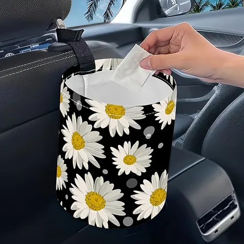 Miniatura 18 de Papelera portátil reutilizable impermeable para automóvil, organizador de vehículos multiusos, esenciales para viajes por carretera (abeja)