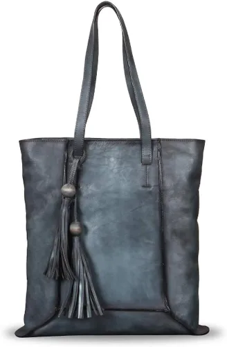 Bolso de hombro grande de cuero genuino para mujer, bolso de mano vintage de cuero real y bolsos de mano