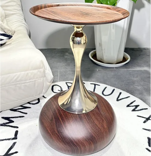Miniatura 9 de Mesita de noche pequeña, mesa auxiliar redonda de pedestal, mesa auxiliar Art Deco, mesa auxiliar moderna, mesa auxiliar para sala de estar, Dorado