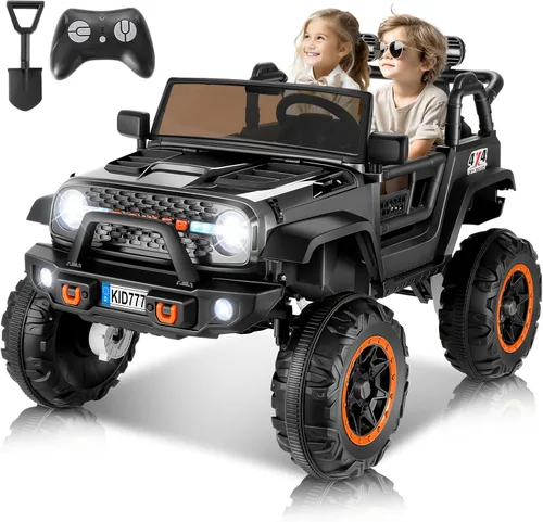 Hikole Coche de Juguete Montable de 2 Asientos para Niños Grandes, Vehículos Eléctricos de 24V con Asiento Ancho Grande de 20, Conmutable 2WD/4WD, 4