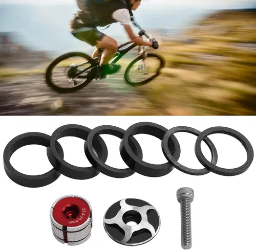 Miniatura 4 de Juego de espaciadores de auriculares de bicicleta de carretera, espaciador de auriculares de bicicleta livianos antidesgaste DIY fibra de carbono