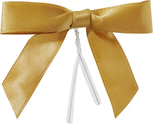 Juvale Lazos de satén torcidos – Acentos de lazo dorado – Mini cintas para manualidades y decoración de bolsas de golosinas, paquete de 100, bandas
