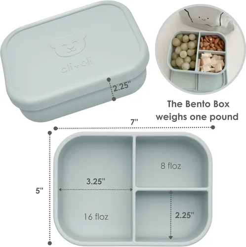 Miniatura 2 de Ali+Oli Caja de Bento de Silicona (Azul) Lonchera para Niños, Pequeños, Preescolares y Adultos Sin BPA y a Prueba de Derrames Ideal para Escuela