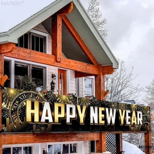 Miniatura 3 de KatchOn Cartel grande de feliz año nuevo 2025 – 120 x 20 pulgadas Cartel de Año Nuevo y decoraciones para suministros de fiesta de NYE