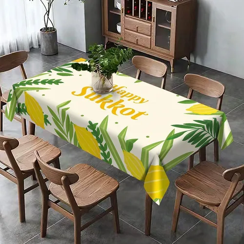 Miniatura 3 de Hafangry Mantel de Sukkot Decoración de Sukkah, Etrog Lulav, suministros de vacaciones judías, rectangular, cocina, comedor, hogar, mantel de 60 x