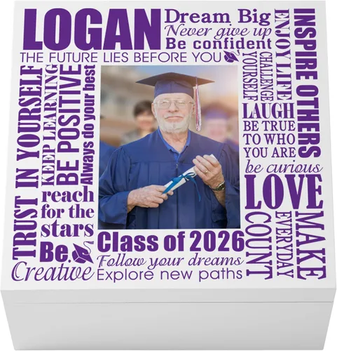 Miniatura 24 de Let's Make Memories Caja de recuerdos personalizada, para la clase de graduación de 2026 o cualquier año, caja de recuerdos de graduados