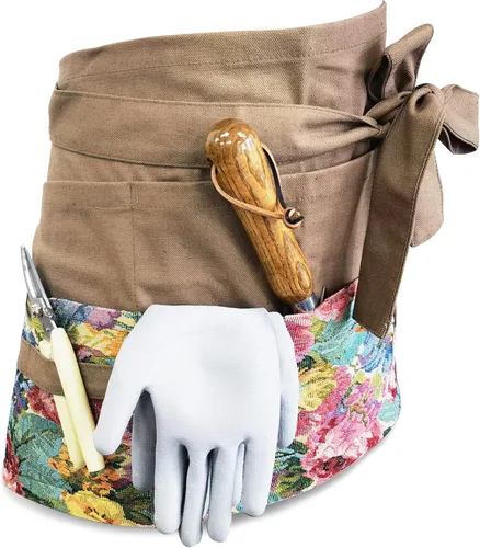 Miniatura 8 de Delantal de jardín para mujer, delantal de servicio lindo, delantal de flora con 8 bolsillos, regalo de San Valentín para mamá, esposa, novia