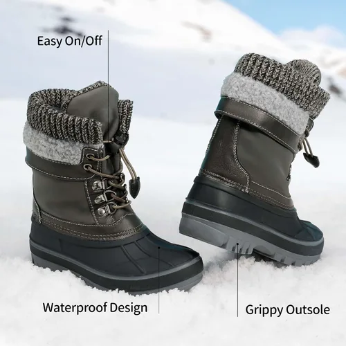 Miniatura 4 de DREAM PAIRS Botas de nieve, impermeables, con aislamiento, de invierno, para niño y niña