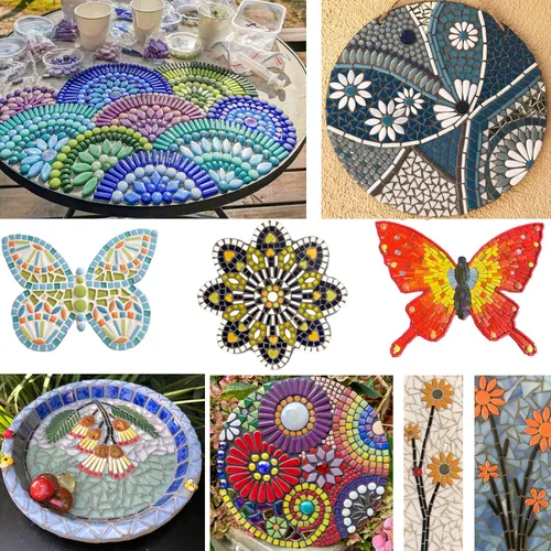 Miniatura 2 de Youway Style Azulejos de Mosaico Blancos para Manualidades a Granel, 150g Tiras de Formas de Piezas de Vidrio de Mosaico, Kit de Manualidades