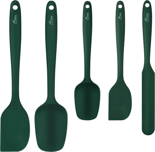 HOTEC Juego de 5 espátulas de silicona resistentes a 315°C libres de BPA, espátulas de goma para la cocina, para hornear, mezclar para utensilios de