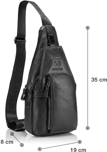 Miniatura 2 de Bolso de pecho de cuero genuino para hombre, bolso cruzado de hombro, bandolera, mochila de mensajero, mochila para negocios, casual