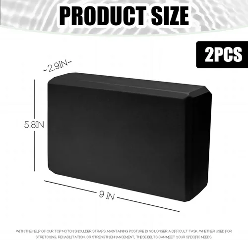 Miniatura 2 de 2 Pcs Yoga Blocks, 9"x6"x3" Foam Blocks Yoga Props for Pilates Stretching and Meditation Exercise Blocks Lightweight Yoga Essentials Negro