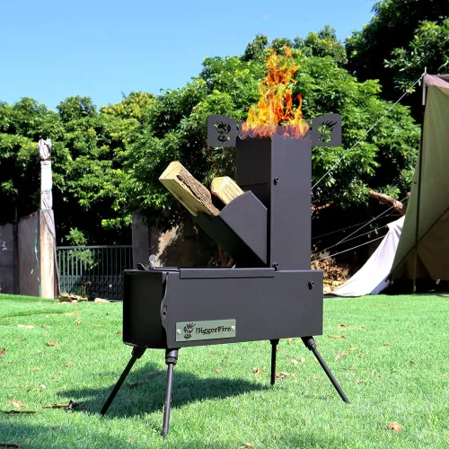 Estufa de cohete portátil plegable de leña para acampar para cocinar al aire libre, picnic, barbacoa, caza, pesca, estufa de cohete de bolsillo de