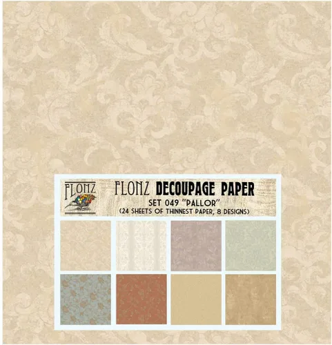 Miniatura 21 de Paquete de papel para decoupage (24 hojas 15x15 cm) Patrones florales monocromáticos FLONZ papel vintage para decoupage, manualidades y álbumes