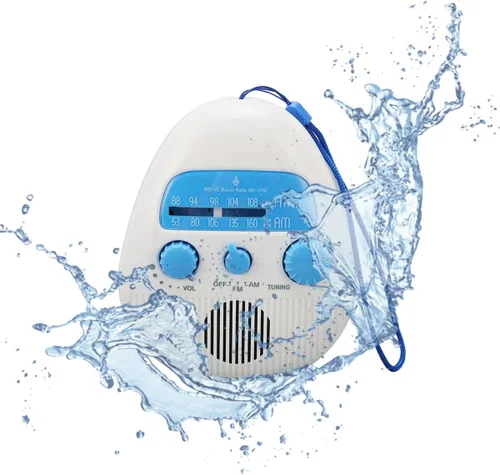 Miniatura 9 de Radio de ducha, radio AM/FM portátil con grandes perillas giratorias para una fácil sintonización, a prueba de salpicaduras para baño, cocina, al