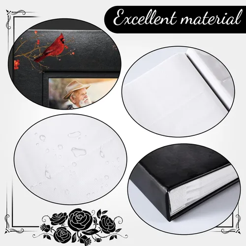Miniatura 5 de ReliThick Cardinal - Álbum de fotos funerario de 4 x 6 pulgadas, 200 páginas en blanco, álbum de recuerdos de cuero, álbum de recortes para servicio