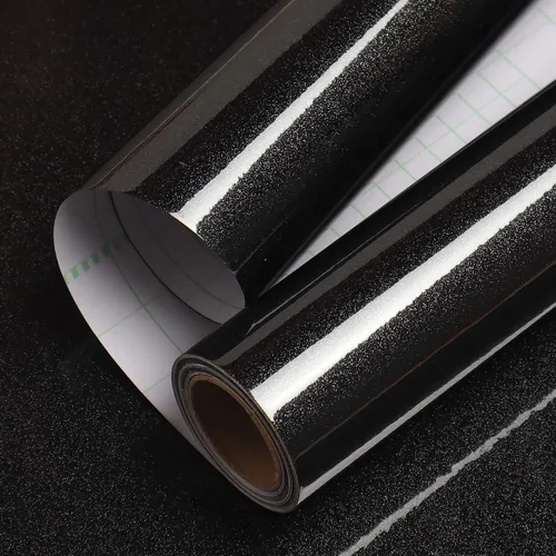 Livelynine Papel adhesivo negro brillante para despegar y pegar, papel tapiz de cocina, impermeable, para gabinetes de baño, cubierta de vinilo