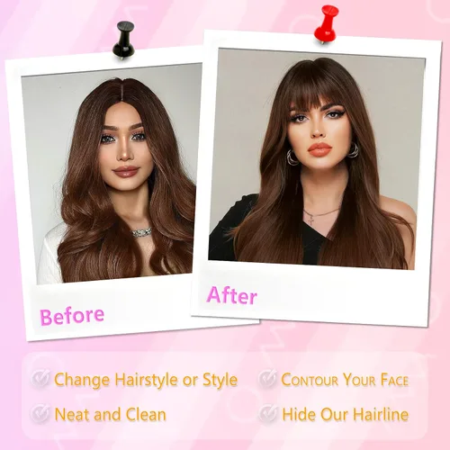 Miniatura 2 de 2 extensiones de cabello con clip, extensiones de cabello francés con flecos, extensiones de cabello de una pieza con clip en la parte delantera