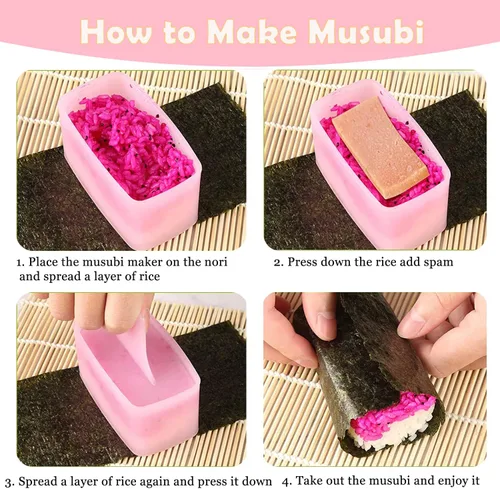 Miniatura 2 de 10 piezas de juego de moldes Onigiri, kit de moldes para hacer musubi de arroz, molde de prensa para bolas de arroz antiadherentes, molde para hacer