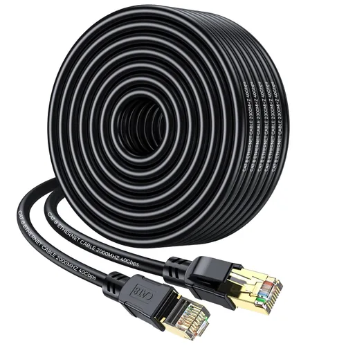 Miniatura 10 de Cable Ethernet Cat 8 de 50 pies, cable de conexión LAN de alta velocidad de 40 Gbps 2000 Mhz con conector RJ45 chapado en oro, cable de Internet