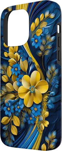 Miniatura 2 de Bandera de estilo floral de Ucrania para iPhone 14 Pro Max - Funda del orgullo ucraniano