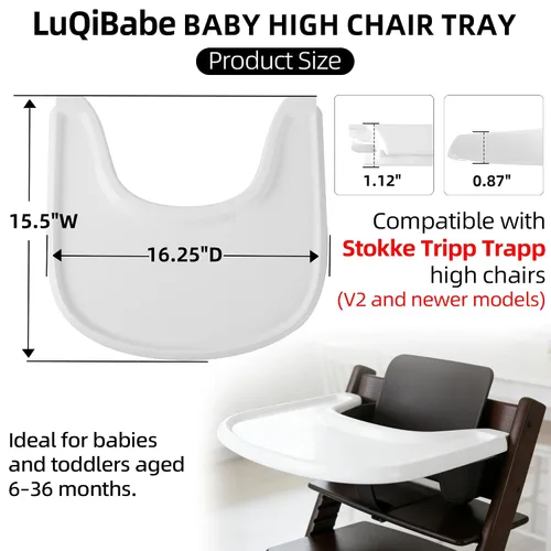 Miniatura 9 de Bandeja para Silla Alta para Bebé Compatible con Silla Stokke Tripp Trapp (V2 y más allá) con Superficie Lisa y Fuerte Potencia de Succión Hecha