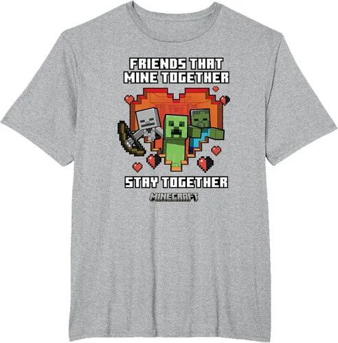 Miniatura 37 de Minecraft Camiseta de San Valentín Friends That Mine Together Mobs, Negro