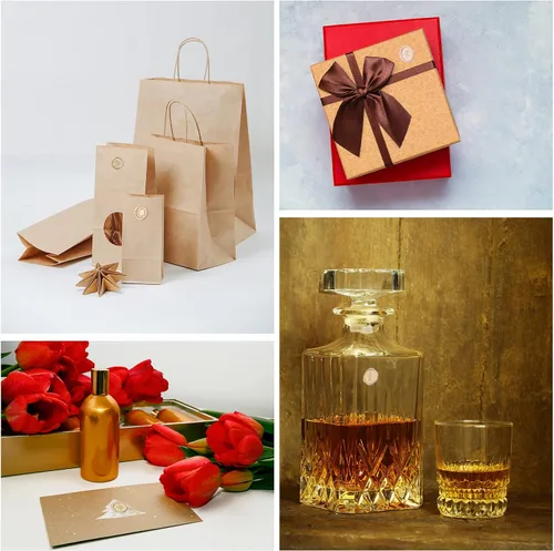 Miniatura 7 de Calcomanías de sello de cera dorada mixta, 54 unidades, calcomanías de sellos de sobre, calcomanías adhesivas antiguas para Navidad, invitaciones