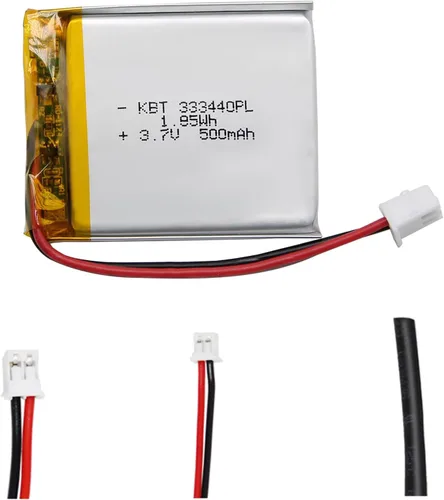 Batería de polímero de litio KBT 3.7V 500mAh: 333440 Reemplazo de baterías de iones de litio recargables con conector JST 2.54 para grabadora de