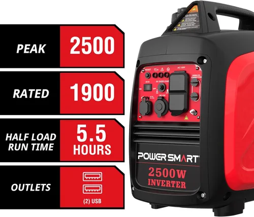 Miniatura 2 de PowerSmart Generador inversor portátil de 2500 vatios con tecnología silenciosa