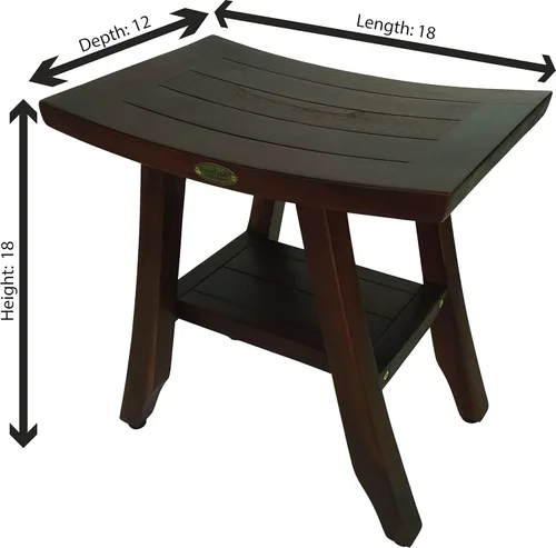 Miniatura 3 de DecoTeak -Bench-Taburete de ducha, banco de ducha de teca, asiento de ducha, silla de ducha para ducha interior, banco pequeño, reposapiés, taburete