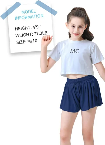 Miniatura 5 de Pantalones cortos fluidos de mariposa para niñas, pantalones cortos deportivos para niños pequeños, faldas de tenis 2 en 1, pantalones cortos