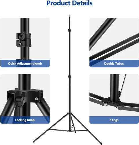 Miniatura 8 de Neewer Kit de soporte de fondo en forma de T, soporte de trípode ajustable de 8.5 pies de alto y barras transversales de 5 pies/4.9 ft de ancho