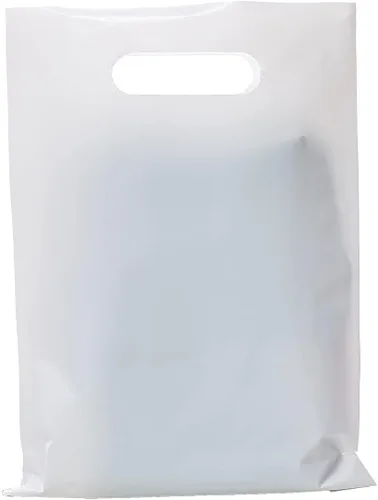 Miniatura 7 de ysmile Bolsa de plástico para compras para pequeñas empresas, bolsa de polietileno para mercancías con asa troquelada de gran tamaño 11.8x15.8
