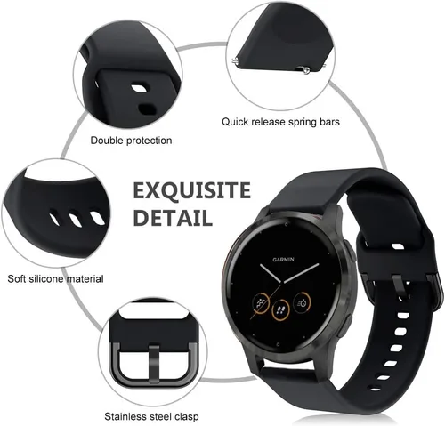 Miniatura 2 de ViCRiOR Paquete de 3 correas de reloj compatibles con Garmin Venu 4 1.614 in/Venu 3S/Venu 2S/Vivoactive 4S/Vivomove 3S, 0.71 pulgadas, silicona