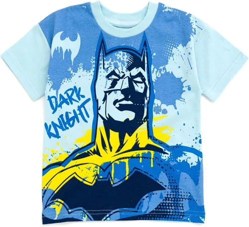Miniatura 5 de DC Comics Conjunto de camiseta de Batman de la Liga de la Justicia y pantalones cortos de rizo francés para niños pequeños y grandes