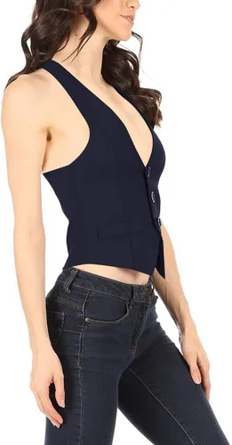 Miniatura 2 de Chaleco de esmoquin para mujer, elegante, casual, versátil, con espalda cruzada, fabricado en Estados Unidos
