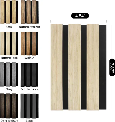 Miniatura 2 de RITOLLO Paneles de madera para pared de 4.92 x 7.68 pulgadas, paneles acústicos para decoración de pared interior, panel de pared de listones