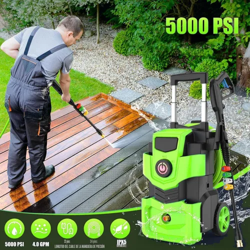 Miniatura 2 de Lavadora a presión eléctrica profesional de 5000 PSI, lavadora de alta resistencia de 4.0 GPM con 4 boquillas, cañón de espuma, manguera de 33 pies