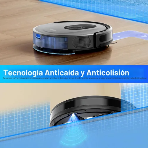 Miniatura 5 de Tikom Robot aspirador y trapeador combinado, aspiradora robótica de 5000 Pa, 150 minutos máximo, aplicación y control remoto, ideal para suelos